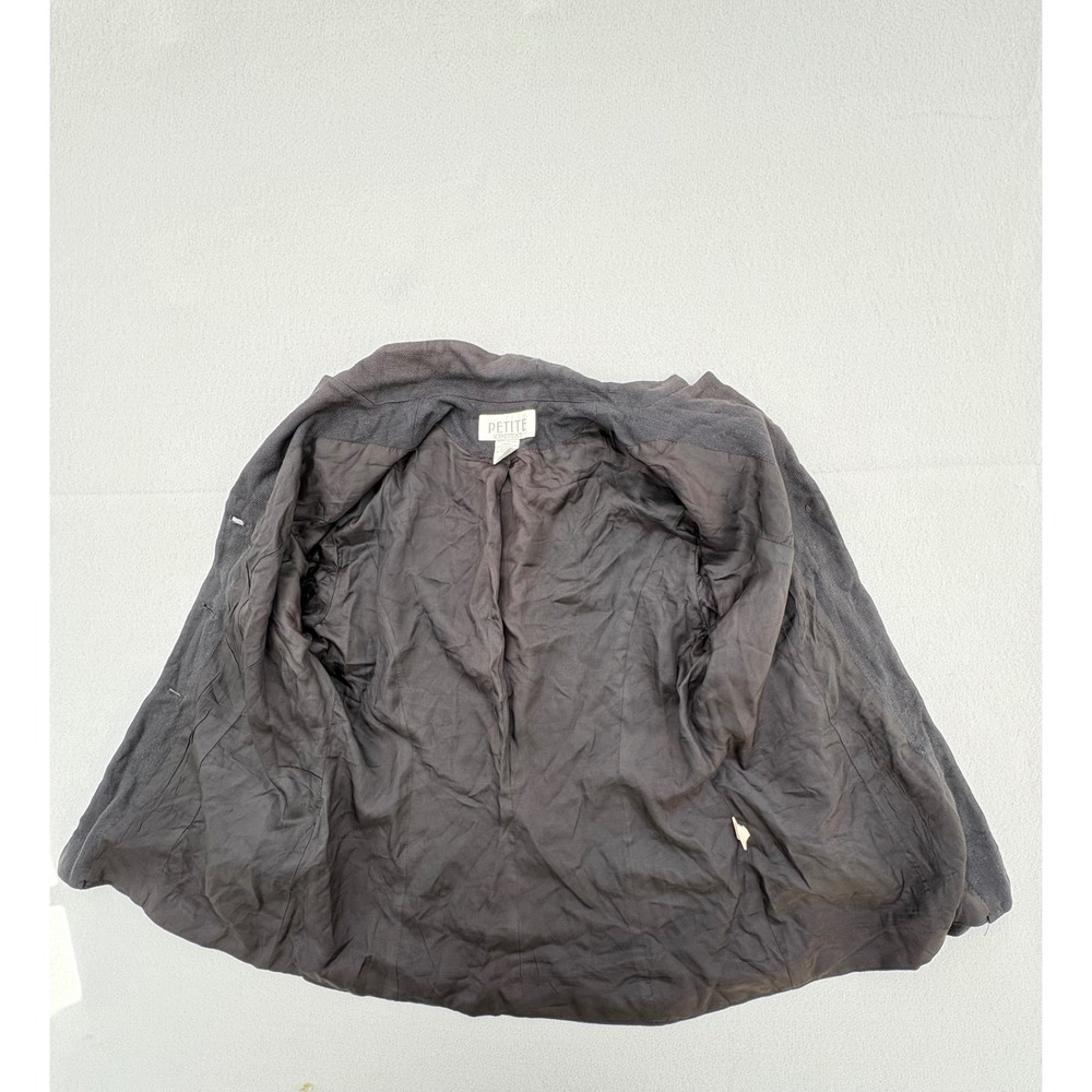 Petite Sophisticate Vintage Black Textured Blazer Jacket Size 12P Rayon Lined - Picture 3 of 13